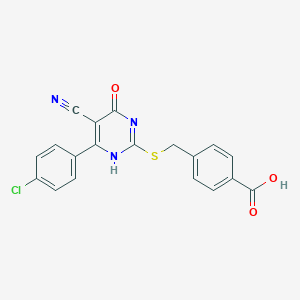 molecular formula C19H12ClN3O3S B253891 4-[[6-(4-chlorophenyl)-5-cyano-4-oxo-1H-pyrimidin-2-yl]sulfanylmethyl]benzoic acid 
