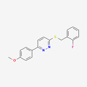 molecular formula C18H15FN2OS B2538913 3-((2-Fluorobenzyl)thio)-6-(4-methoxyphenyl)pyridazine CAS No. 920477-70-9