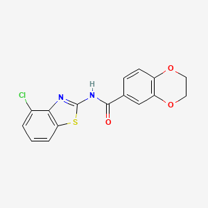 molecular formula C16H11ClN2O3S B2538915 N-(4-chloro-1,3-benzothiazol-2-yl)-2,3-dihydro-1,4-benzodioxine-6-carboxamide CAS No. 477554-82-8