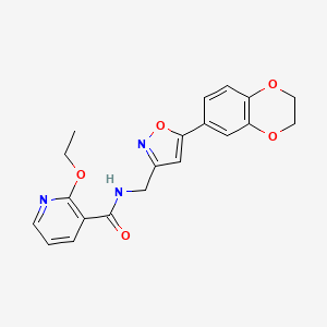 molecular formula C20H19N3O5 B2538916 N-((5-(2,3-二氢苯并[b][1,4]二噁英-6-基)异恶唑-3-基)甲基)-2-乙氧烟酰胺 CAS No. 1207013-37-3