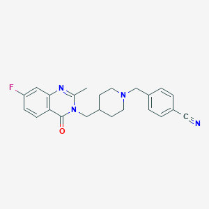 molecular formula C23H23FN4O B2538917 4-[[4-[(7-Fluoro-2-methyl-4-oxoquinazolin-3-yl)methyl]piperidin-1-yl]methyl]benzonitrile CAS No. 2415562-56-8