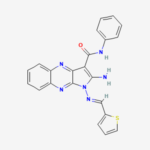 molecular formula C22H16N6OS B2538920 (E)-2-amino-N-phenyl-1-((thiophen-2-ylmethylene)amino)-1H-pyrrolo[2,3-b]quinoxaline-3-carboxamide CAS No. 578733-50-3