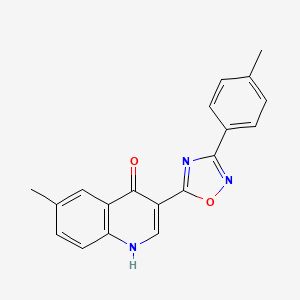 molecular formula C19H15N3O2 B2538922 6-methyl-3-(3-(p-tolyl)-1,2,4-oxadiazol-5-yl)quinolin-4(1H)-one CAS No. 1260733-09-2