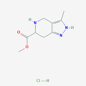 molecular formula C9H14ClN3O2 B2538933 3-甲基-4,5,6,7-四氢-2H-吡唑并[4,3-c]吡啶-6-甲酸甲酯；盐酸盐 CAS No. 2375259-49-5