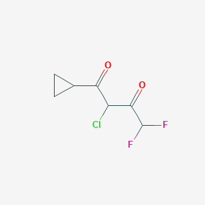 molecular formula C7H7ClF2O2 B2538936 2-氯-1-环丙基-4,4-二氟丁烷-1,3-二酮 CAS No. 886494-05-9