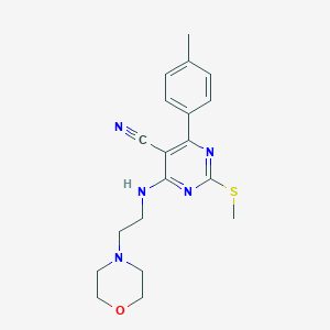 molecular formula C19H23N5OS B253894 4-(4-Methylphenyl)-2-(methylthio)-6-[(2-morpholin-4-ylethyl)amino]pyrimidine-5-carbonitrile 