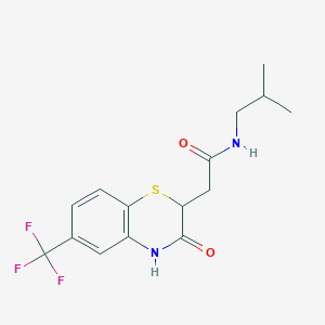 molecular formula C15H17F3N2O2S B2538942 N-(2-methylpropyl)-2-[3-oxo-6-(trifluoromethyl)-4H-1,4-benzothiazin-2-yl]acetamide CAS No. 831189-26-5