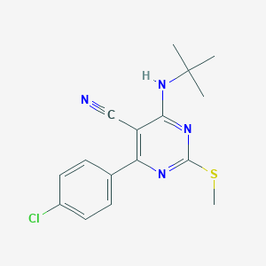 4-(Tert-butylamino)-6-(4-chlorophenyl)-2-(methylthio)pyrimidine-5-carbonitrile