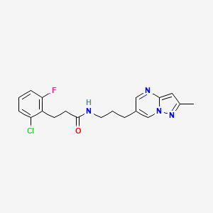 molecular formula C19H20ClFN4O B2538956 3-(2-氯-6-氟苯基)-N-(3-(2-甲基吡唑并[1,5-a]嘧啶-6-基)丙基)丙酰胺 CAS No. 1797019-66-9