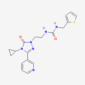 molecular formula C18H20N6O2S B2538960 1-(2-(4-cyclopropyl-5-oxo-3-(pyridin-3-yl)-4,5-dihydro-1H-1,2,4-triazol-1-yl)ethyl)-3-(thiophen-2-ylmethyl)urea CAS No. 1798524-33-0