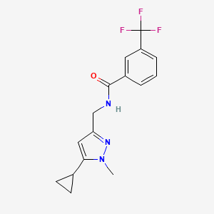 molecular formula C16H16F3N3O B2538966 N-((5-cyclopropyl-1-methyl-1H-pyrazol-3-yl)methyl)-3-(trifluoromethyl)benzamide CAS No. 1448073-09-3