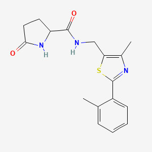 molecular formula C17H19N3O2S B2538971 N-((4-methyl-2-(o-tolyl)thiazol-5-yl)methyl)-5-oxopyrrolidine-2-carboxamide CAS No. 1448027-14-2