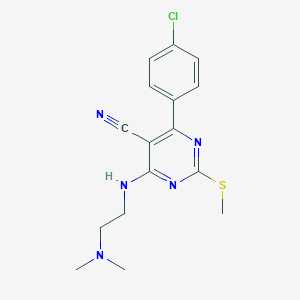 4-(4-Chlorophenyl)-6-{[2-(dimethylamino)ethyl]amino}-2-(methylthio)pyrimidine-5-carbonitrile