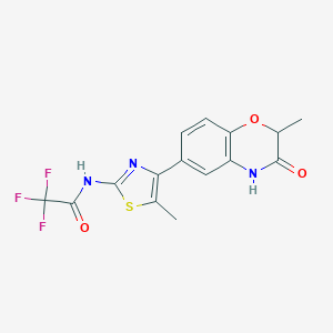 molecular formula C15H12F3N3O3S B253900 2,2,2-trifluoro-N-[5-methyl-4-(2-methyl-3-oxo-3,4-dihydro-2H-1,4-benzoxazin-6-yl)-1,3-thiazol-2-yl]acetamide 