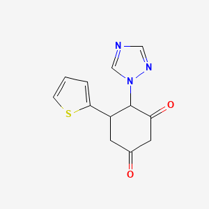 molecular formula C12H11N3O2S B2539003 5-(2-噻吩基)-4-(1H-1,2,4-三唑-1-基)-1,3-环己二酮 CAS No. 439097-21-9