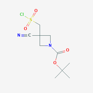 molecular formula C10H15ClN2O4S B2539008 Tert-butyl 3-(chlorosulfonylmethyl)-3-cyanoazetidine-1-carboxylate CAS No. 2287340-26-3