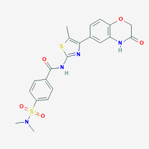 molecular formula C21H20N4O5S2 B253901 4-[(dimethylamino)sulfonyl]-N-[5-methyl-4-(3-oxo-3,4-dihydro-2H-1,4-benzoxazin-6-yl)-1,3-thiazol-2-yl]benzamide 