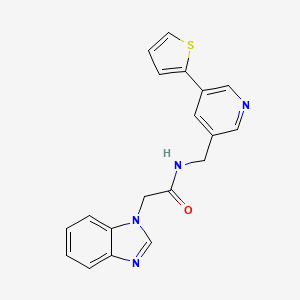 2-(1H-benzo[d]imidazol-1-yl)-N-((5-(thiophen-2-yl)pyridin-3-yl)methyl)acetamide