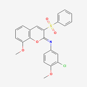 molecular formula C23H18ClNO5S B2539017 3-(benzenesulfonyl)-N-(3-chloro-4-methoxyphenyl)-8-methoxychromen-2-imine CAS No. 1321916-43-1