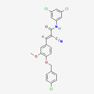 (E)-3-[4-[(4-chlorophenyl)methoxy]-3-methoxyphenyl]-2-cyano-N-(3,5-dichlorophenyl)prop-2-enamide