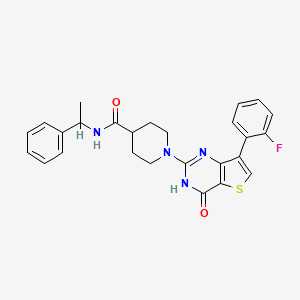 1-[7-(2-fluorophenyl)-4-oxo-3,4-dihydrothieno[3,2-d]pyrimidin-2-yl]-N-(1-phenylethyl)piperidine-4-carboxamide
