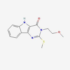 molecular formula C14H15N3O2S B2539023 3-(2-methoxyethyl)-2-methylsulfanyl-5H-pyrimido[5,4-b]indol-4-one CAS No. 888434-57-9