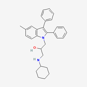 molecular formula C30H34N2O B2539031 1-(cyclohexylamino)-3-(5-methyl-2,3-diphenyl-1H-indol-1-yl)propan-2-ol CAS No. 304877-56-3
