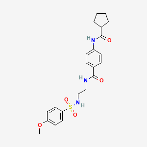 molecular formula C22H27N3O5S B2539034 4-cyclopentaneamido-N-[2-(4-methoxybenzenesulfonamido)ethyl]benzamide CAS No. 1091405-73-0