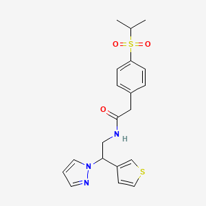 N-(2-(1H-pyrazol-1-yl)-2-(thiophen-3-yl)ethyl)-2-(4-(isopropylsulfonyl)phenyl)acetamide