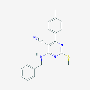 molecular formula C20H18N4S B253906 4-(Benzylamino)-6-(4-methylphenyl)-2-(methylthio)pyrimidine-5-carbonitrile 