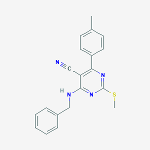 molecular formula C20H18N4S B253906 4-(BENZYLAMINO)-6-(4-METHYLPHENYL)-2-(METHYLSULFANYL)PYRIMIDINE-5-CARBONITRILE 