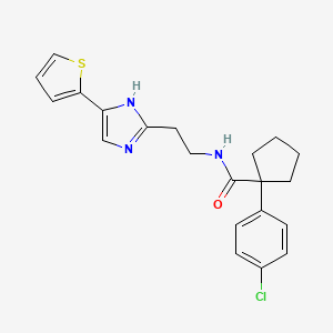 1-(4-chlorophenyl)-N-(2-(4-(thiophen-2-yl)-1H-imidazol-2-yl)ethyl)cyclopentanecarboxamide