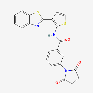 molecular formula C22H15N3O3S2 B2539063 N-(3-(benzo[d]thiazol-2-yl)thiophen-2-yl)-3-(2,5-dioxopyrrolidin-1-yl)benzamide CAS No. 923441-82-1