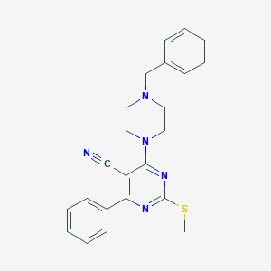 molecular formula C23H23N5S B253907 4-(4-Benzylpiperazin-1-yl)-2-(methylthio)-6-phenylpyrimidine-5-carbonitrile 
