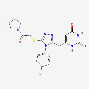6-((4-(4-chlorophenyl)-5-((2-oxo-2-(pyrrolidin-1-yl)ethyl)thio)-4H-1,2,4-triazol-3-yl)methyl)pyrimidine-2,4(1H,3H)-dione