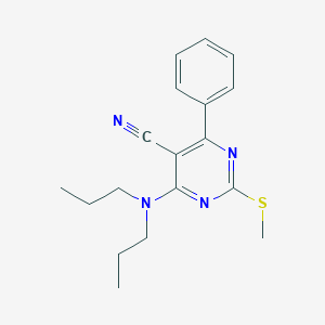 molecular formula C18H22N4S B253908 4-(Dipropylamino)-2-(methylthio)-6-phenylpyrimidine-5-carbonitrile 