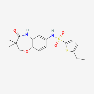 molecular formula C17H20N2O4S2 B2539085 N-(3,3-二甲基-4-氧代-2,3,4,5-四氢苯并[b][1,4]恶二嗪-7-基)-5-乙基噻吩-2-磺酰胺 CAS No. 922004-78-2
