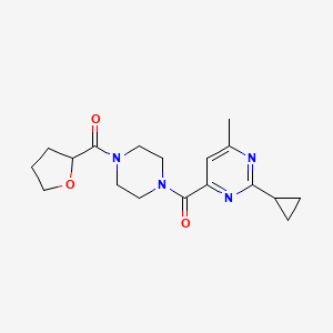 molecular formula C18H24N4O3 B2539088 [4-(2-Cyclopropyl-6-methylpyrimidine-4-carbonyl)piperazin-1-yl]-(oxolan-2-yl)methanone CAS No. 2415600-03-0