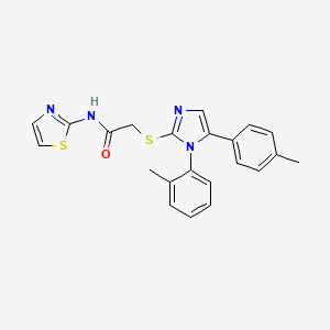 molecular formula C22H20N4OS2 B2539097 N-(thiazol-2-yl)-2-((1-(o-tolyl)-5-(p-tolyl)-1H-imidazol-2-yl)thio)acetamide CAS No. 1207011-12-8