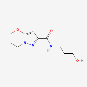 molecular formula C10H15N3O3 B2539105 N-(3-羟基丙基)-6,7-二氢-5H-吡唑并[5,1-b][1,3]恶嗪-2-甲酰胺 CAS No. 1421458-63-0