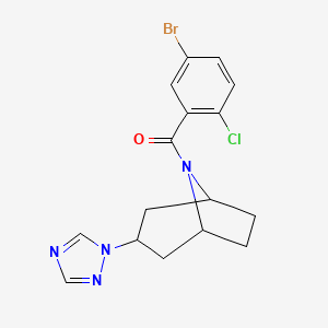 molecular formula C16H16BrClN4O B2539108 ((1R,5S)-3-(1H-1,2,4-triazol-1-yl)-8-azabicyclo[3.2.1]octan-8-yl)(5-bromo-2-chlorophenyl)methanone CAS No. 2320683-06-3