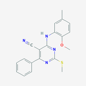 molecular formula C20H18N4OS B253911 4-[(2-Methoxy-5-methylphenyl)amino]-2-(methylthio)-6-phenylpyrimidine-5-carbonitrile 