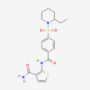 molecular formula C19H23N3O4S2 B2539117 2-(4-((2-Ethylpiperidin-1-yl)sulfonyl)benzamido)thiophene-3-carboxamide CAS No. 864941-13-9
