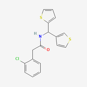 molecular formula C17H14ClNOS2 B2539119 2-(2-chlorophenyl)-N-(thiophen-2-yl(thiophen-3-yl)methyl)acetamide CAS No. 2034514-10-6