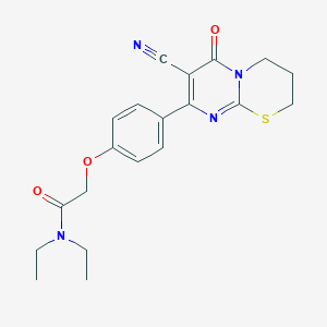 molecular formula C20H22N4O3S B253912 2-[4-(7-cyano-6-oxo-3,4-dihydro-2H,6H-pyrimido[2,1-b][1,3]thiazin-8-yl)phenoxy]-N,N-diethylacetamide 