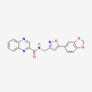 molecular formula C20H14N4O4 B2539122 N-((5-(benzo[d][1,3]dioxol-5-yl)isoxazol-3-yl)methyl)quinoxaline-2-carboxamide CAS No. 1208686-80-9