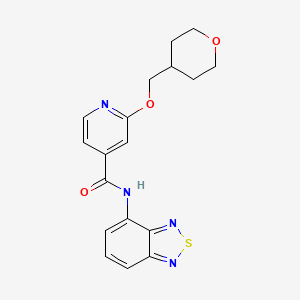 molecular formula C18H18N4O3S B2539136 N-(benzo[c][1,2,5]thiadiazol-4-yl)-2-((tetrahydro-2H-pyran-4-yl)methoxy)isonicotinamide CAS No. 2034242-55-0