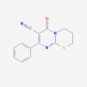 molecular formula C14H11N3OS B253914 6-oxo-8-phenyl-3,4-dihydro-2H,6H-pyrimido[2,1-b][1,3]thiazine-7-carbonitrile 