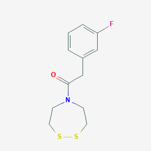 molecular formula C12H14FNOS2 B2539140 1-(1,2,5-Dithiazepan-5-yl)-2-(3-fluorophenyl)ethan-1-one CAS No. 1423888-22-5