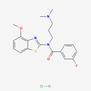 molecular formula C20H23ClFN3O2S B2539146 N-(3-(dimethylamino)propyl)-3-fluoro-N-(4-methoxybenzo[d]thiazol-2-yl)benzamide hydrochloride CAS No. 1215373-82-2